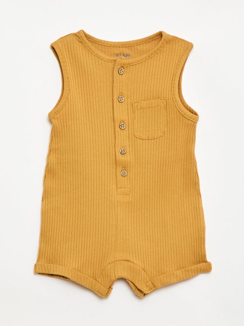 Korte ribgebreide romper - Kiabi