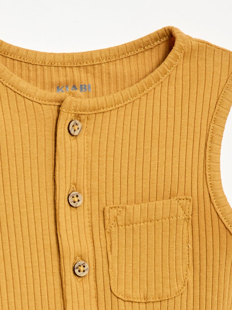 Korte ribgebreide romper Mosterdgeel - Kiabi