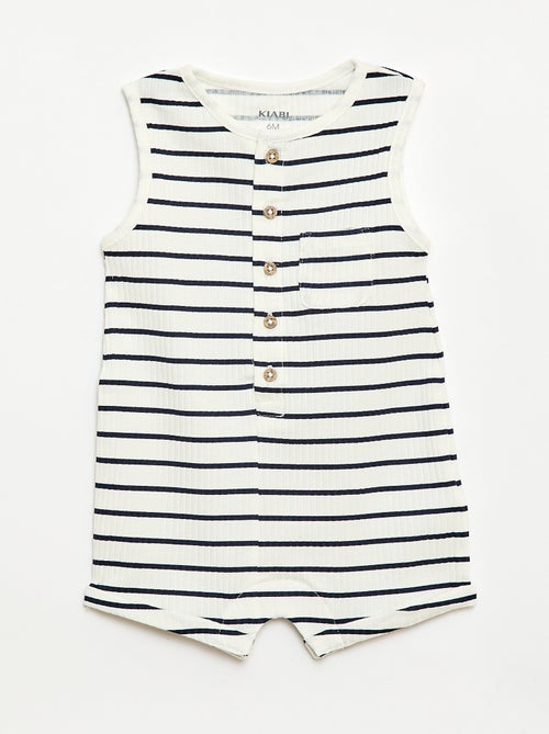 Korte ribgebreide romper - Kiabi