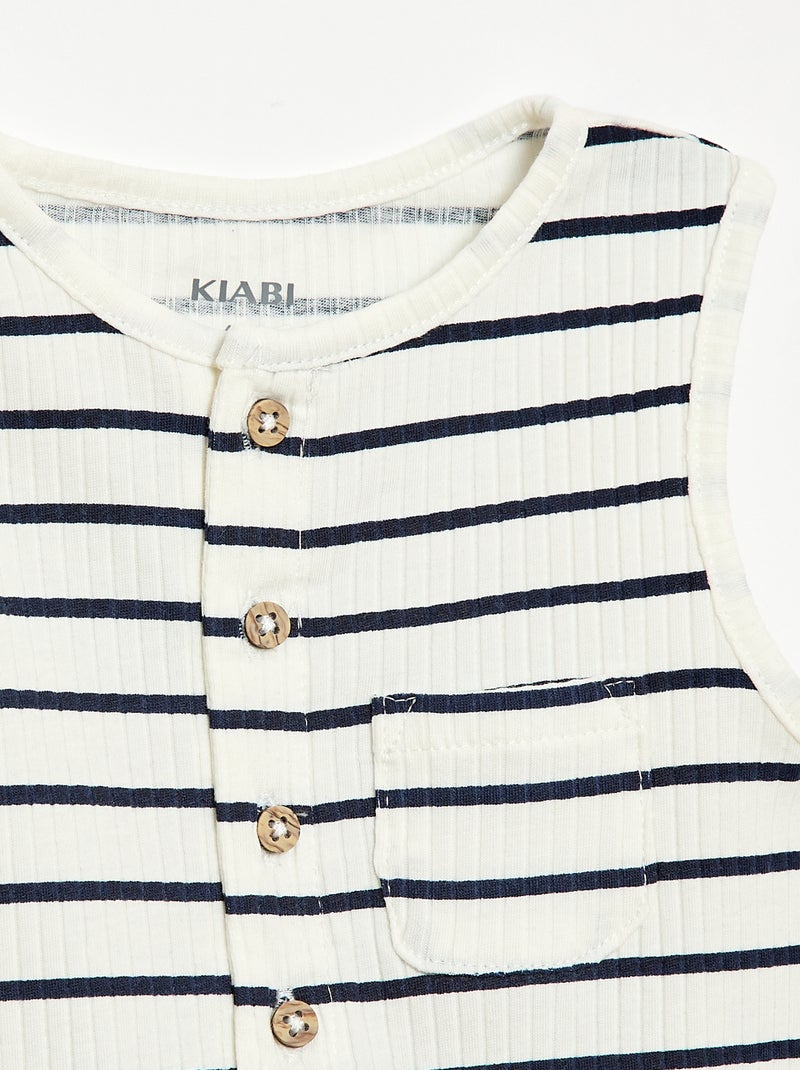 Korte ribgebreide romper Wit - Kiabi