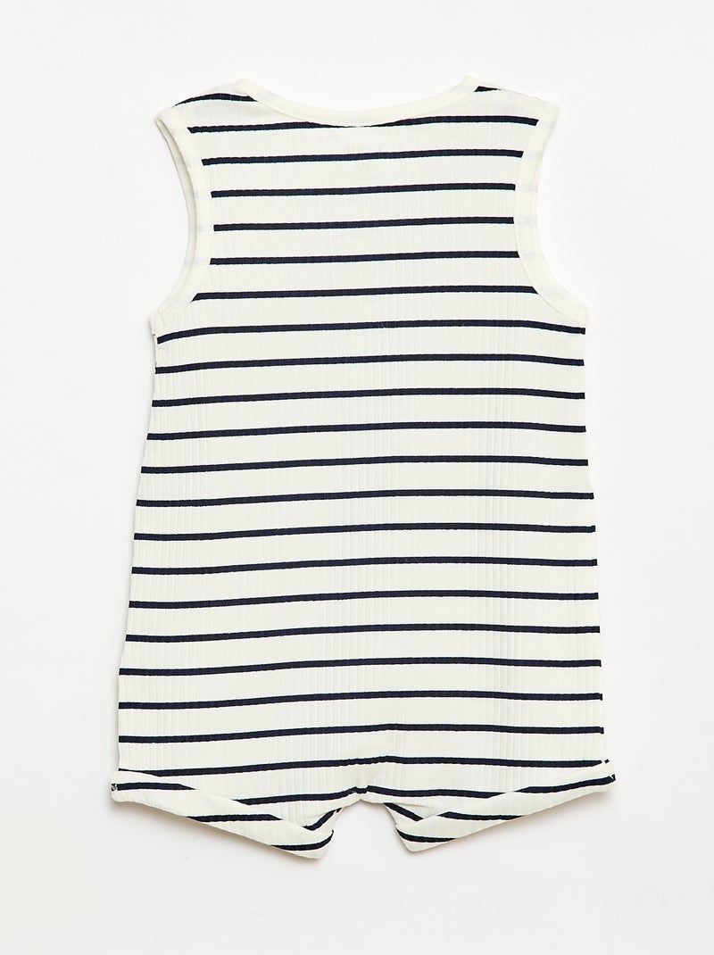 Korte ribgebreide romper Wit - Kiabi