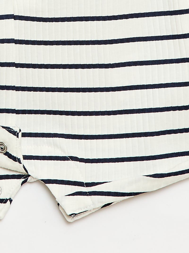 Korte ribgebreide romper Wit - Kiabi