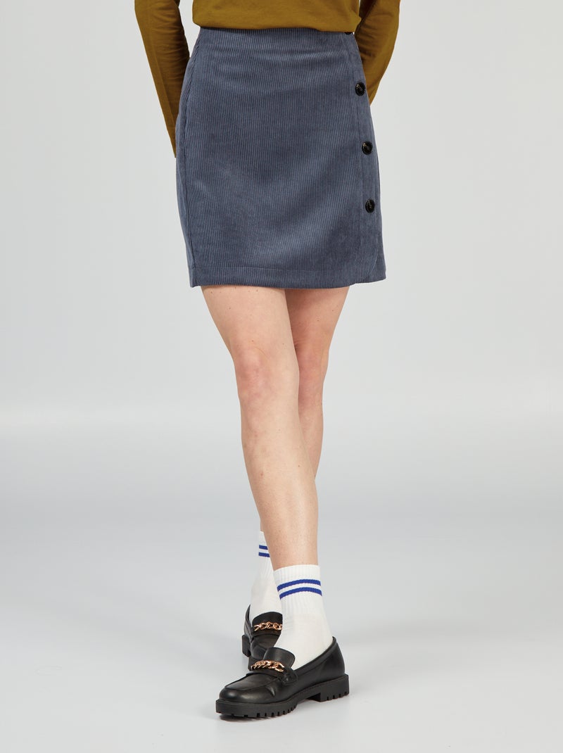 Korte rok van velours BLAUW - Kiabi