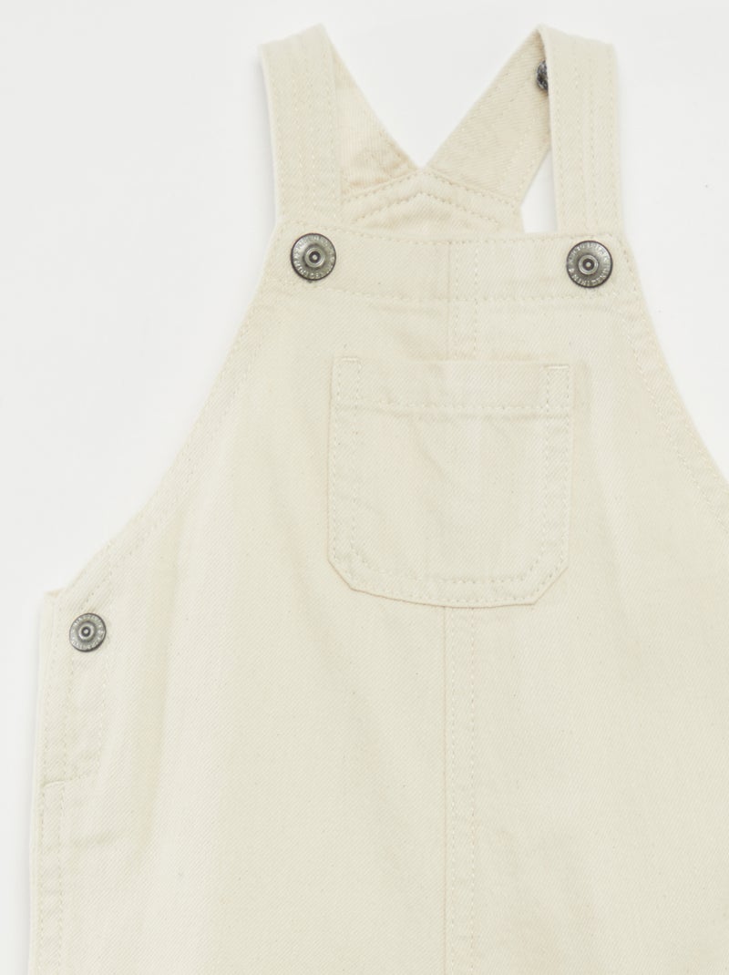 Korte salopette van gekleurde spijkerstof WIT - Kiabi