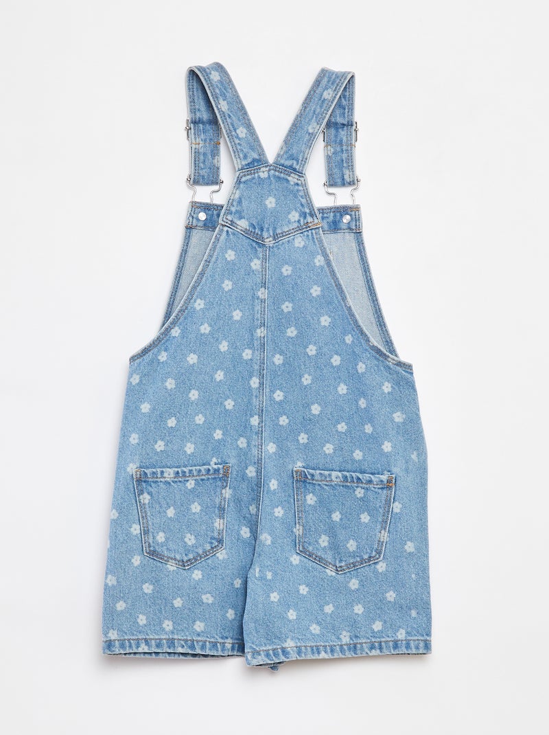 Korte salopette van spijkerstof met borstzakje BLAUW - Kiabi