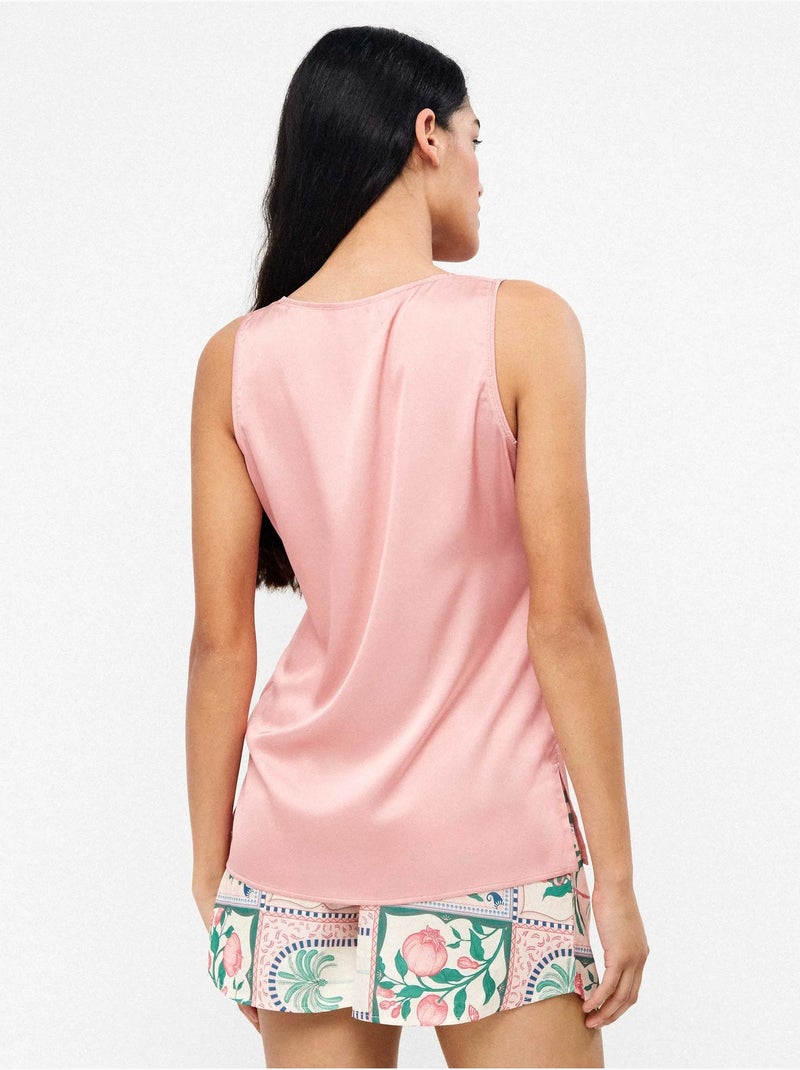 Korte satijnen broek met tropisch bloemenmozaïekprint Multicolor - Kiabi