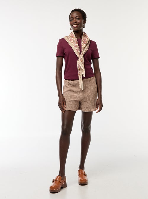 Korte short met wafeltextuur - Kiabi