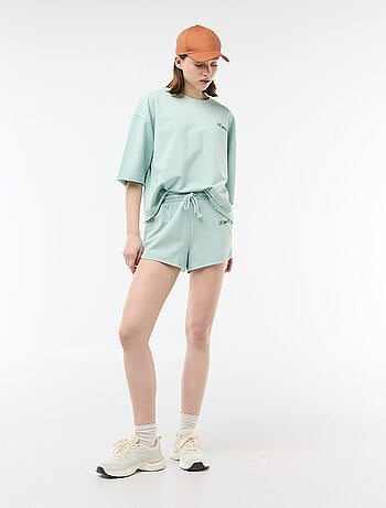 Korte short van french terry met opschrift
