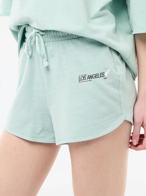 Korte short van french terry met opschrift - Kiabi