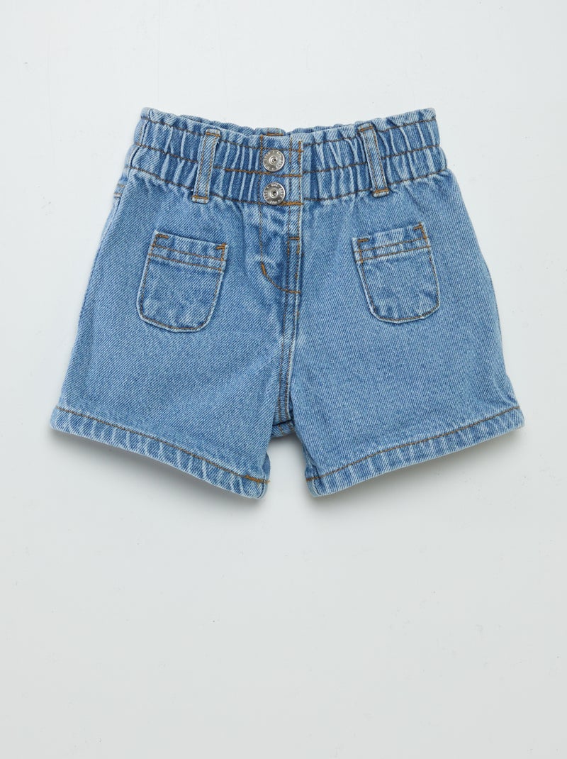 Korte spijkerbroek met paperbagtaille BLAUW - Kiabi