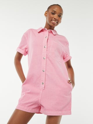 Korte spijkerjumpsuit met drukknopen