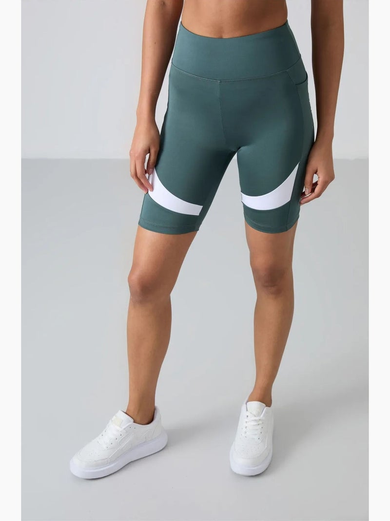 Korte sportlegging met hoge taille tommy Bosgroen - Kiabi