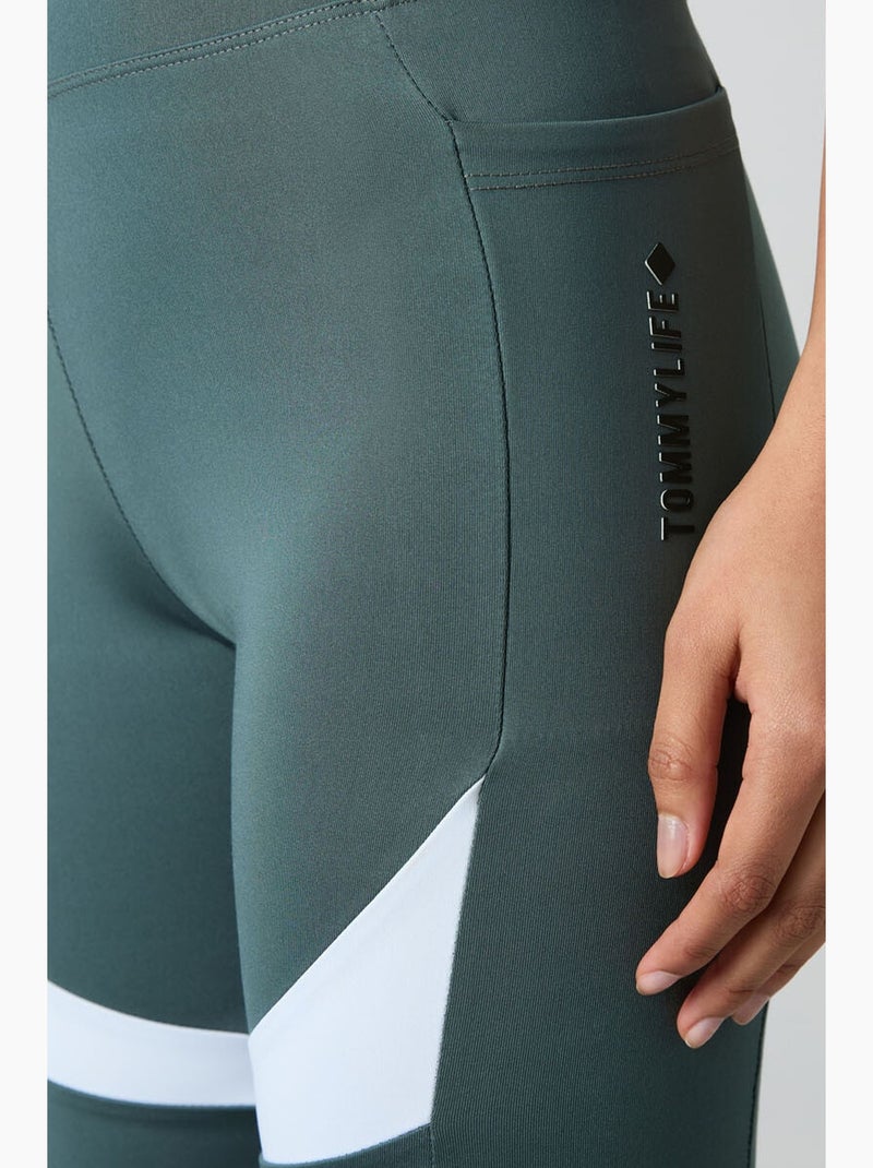 Korte sportlegging met hoge taille tommy Bosgroen - Kiabi