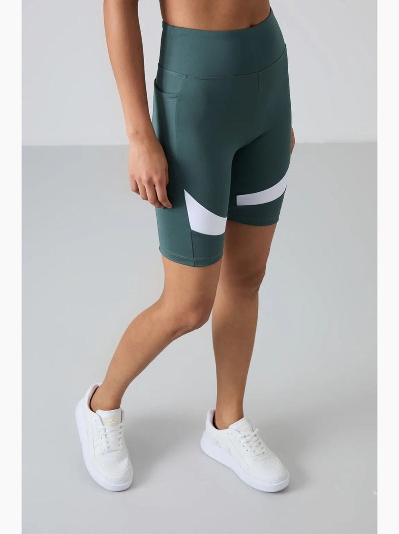 Korte sportlegging met hoge taille tommy Bosgroen - Kiabi