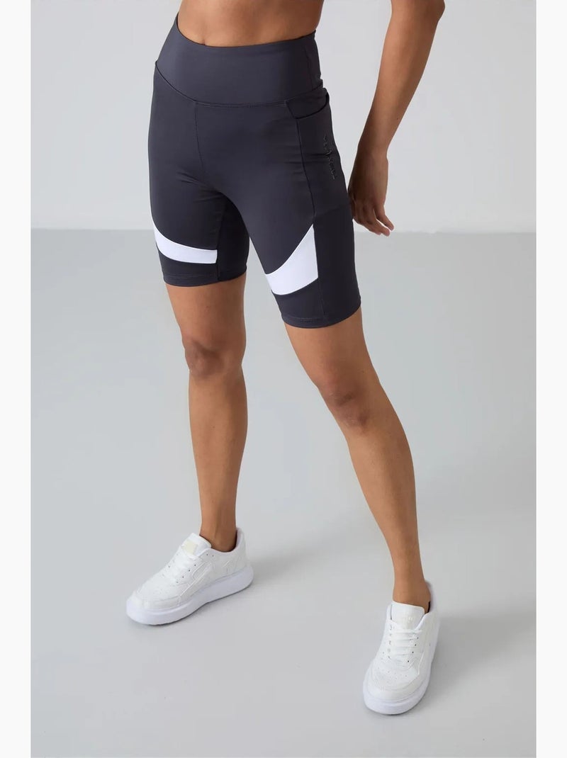Korte sportlegging met hoge taille tommy Grijs Wit - Kiabi