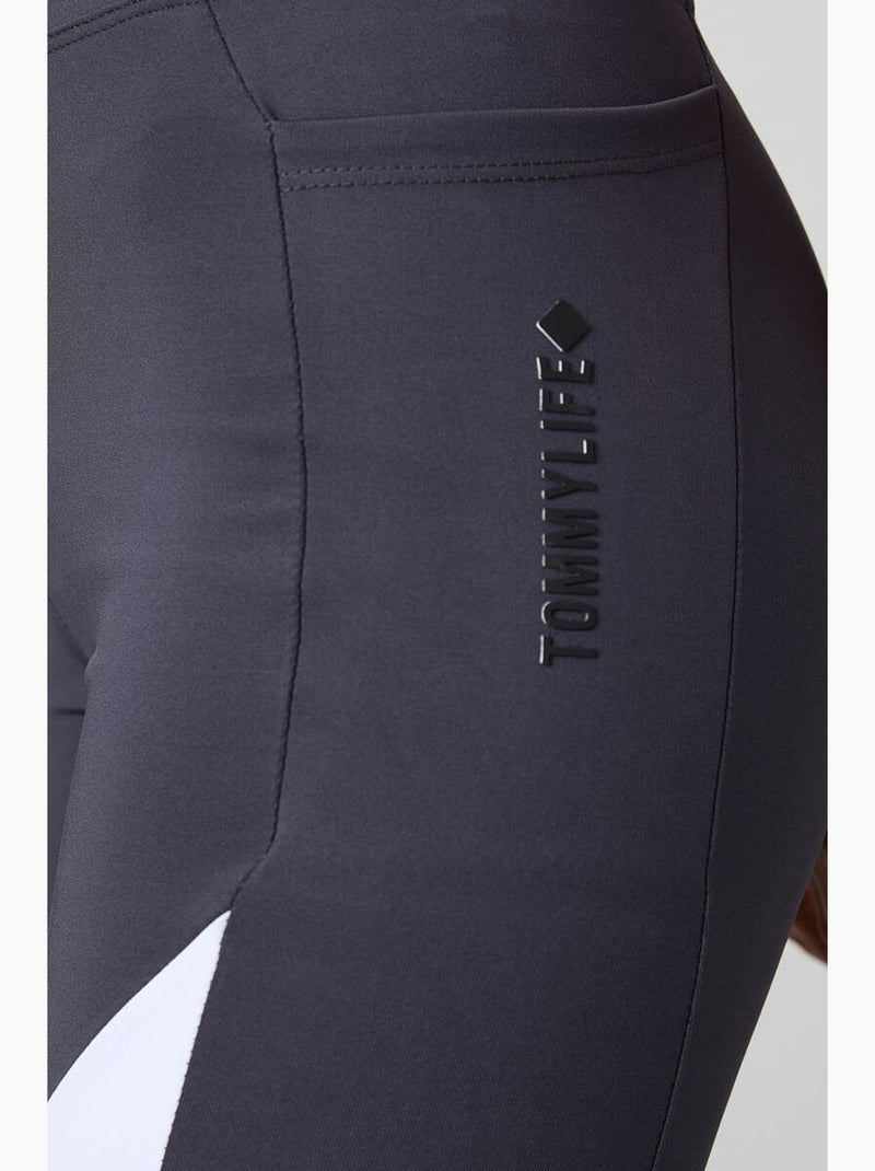 Korte sportlegging met hoge taille tommy Grijs Wit - Kiabi