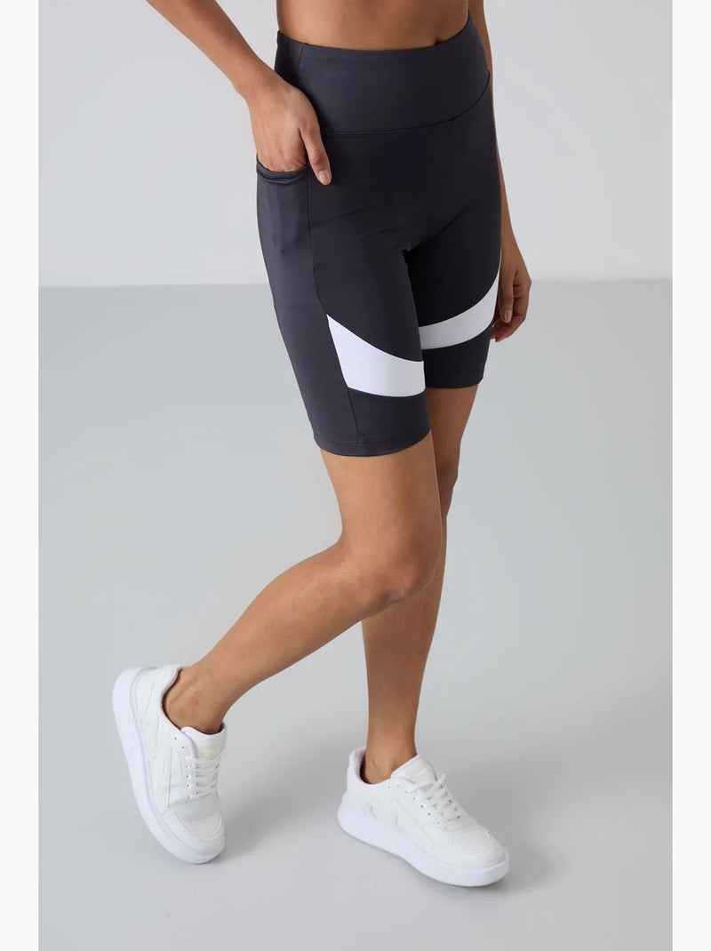Korte sportlegging met hoge taille tommy Grijs Wit - Kiabi