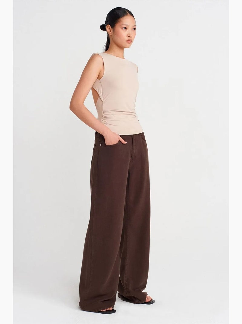 Korte top met cut-out dilvin Klei-beige - Kiabi