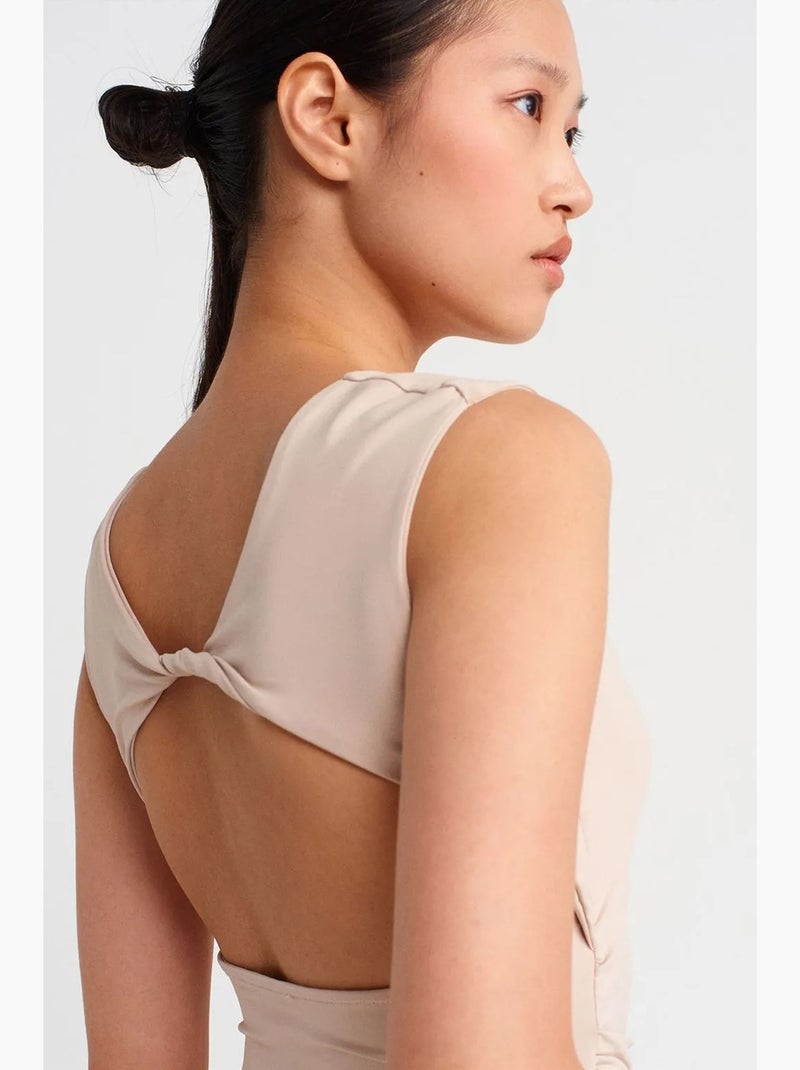 Korte top met cut-out dilvin Klei-beige - Kiabi