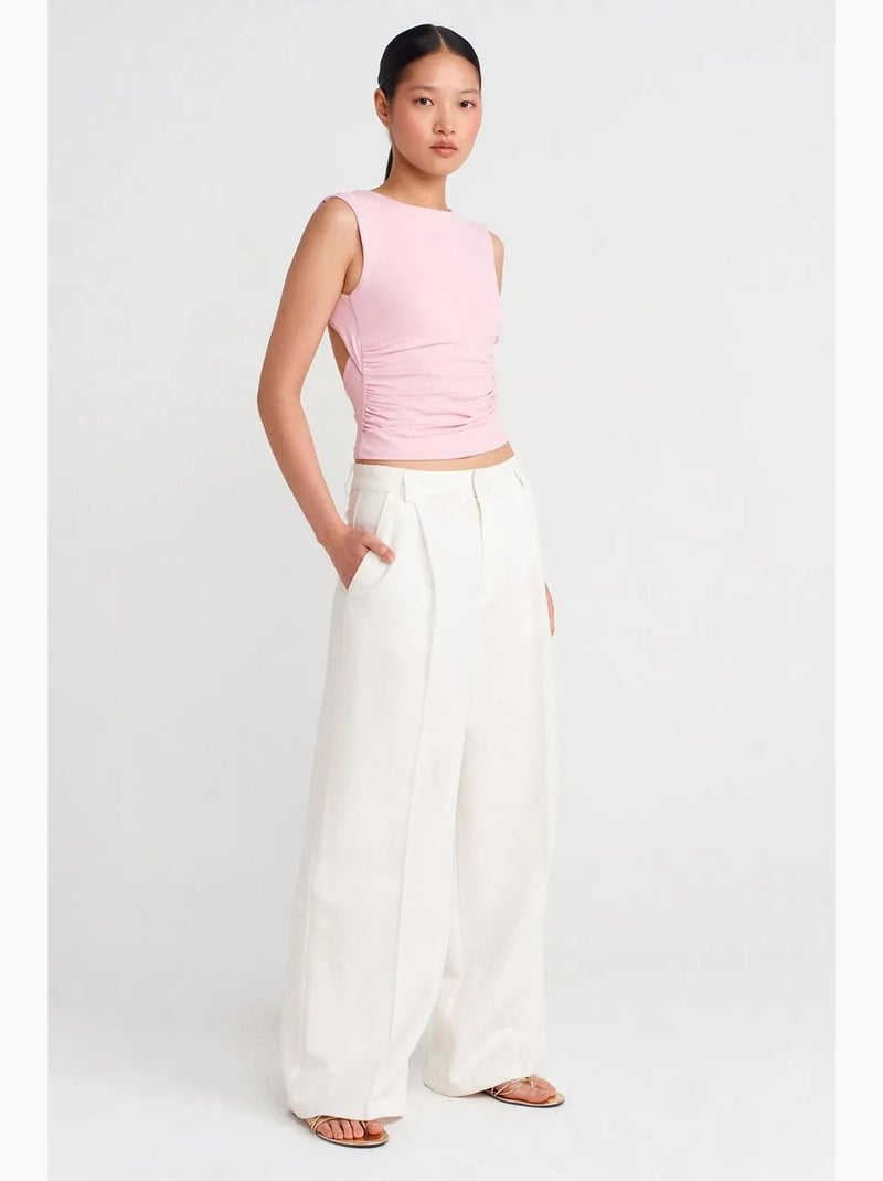 Korte top met cut-out dilvin Lichtroze - Kiabi
