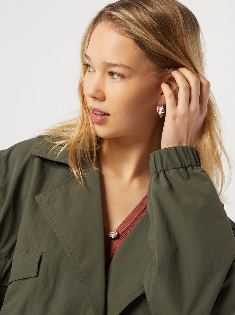 Korte trenchcoat - cropped model GROEN - Kiabi