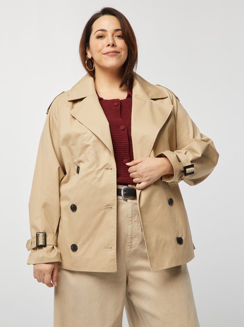 Korte trenchcoat met reverskraag - Kiabi
