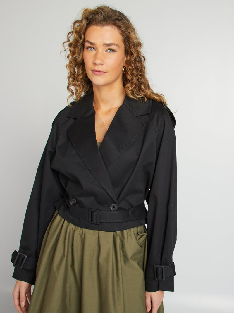 Korte trenchcoat zwart - Kiabi