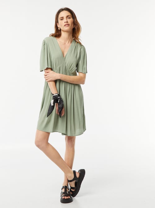 Korte tricotjurk met licht kreukeleffect - Kiabi