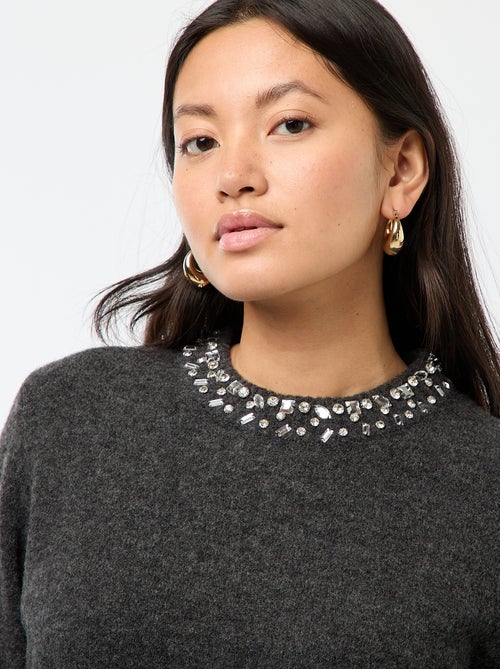 Korte trui-jurk met straskraagje - Kiabi