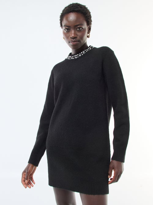 Korte trui-jurk met straskraagje - Kiabi