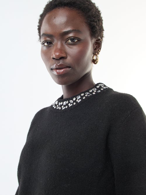 Korte trui-jurk met straskraagje - Kiabi