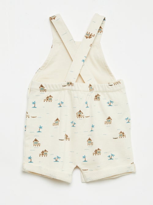 Korte tuinbroek van french terry met katoenen bandjes - Kiabi