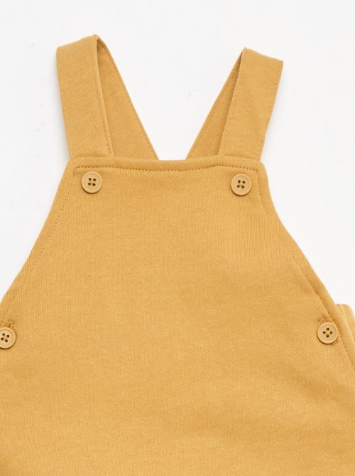 Korte tuinbroek van french terry met katoenen bandjes - Kiabi