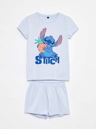 Korte, tweedelige Disney-pyjama met Stitch-print
