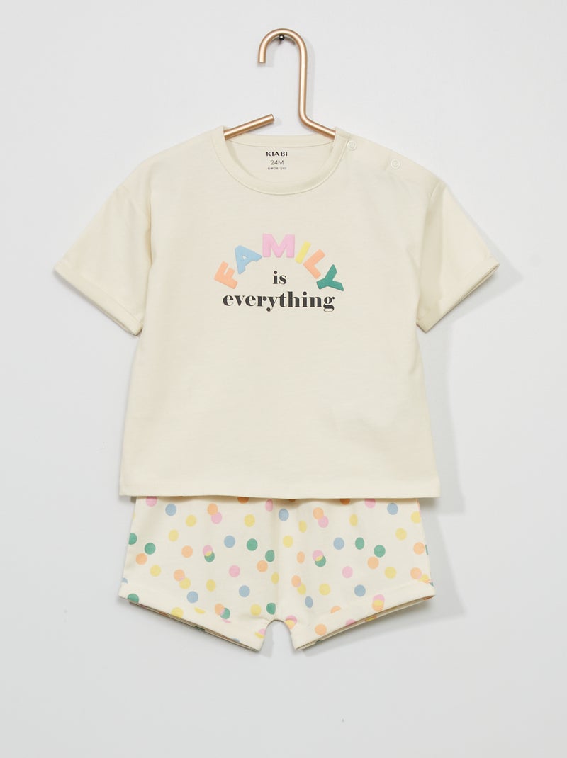 Korte, tweedelige pyjama WIT - Kiabi