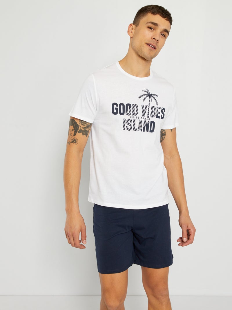 Korte, tweedelige pyjama WIT - Kiabi