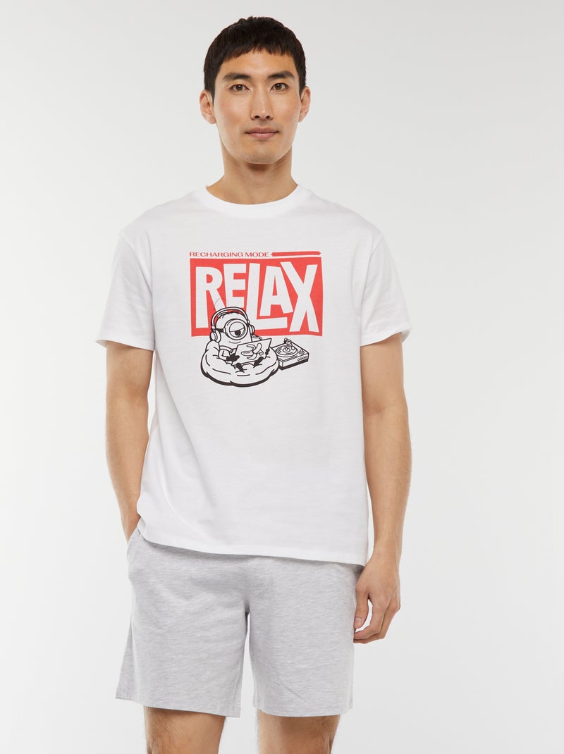 Korte, tweedelige The Minions-pyjama met short + T-shirt -  2-delig WIT - Kiabi