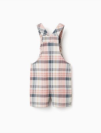 Korte twill tuinbroek met geruit patroon