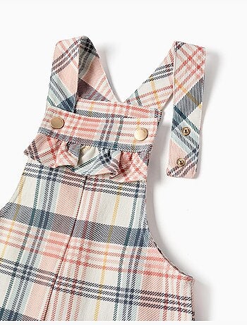 Korte twill tuinbroek met geruit patroon