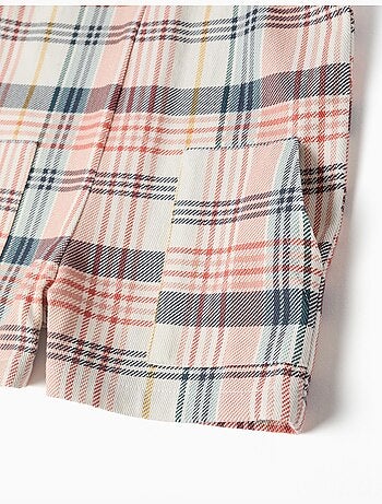 Korte twill tuinbroek met geruit patroon