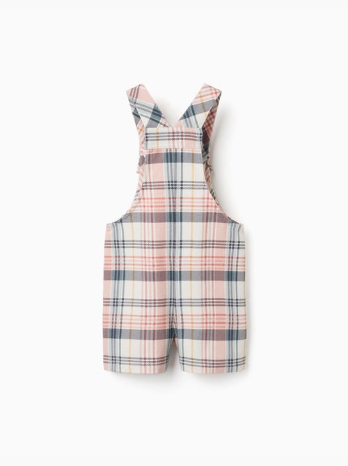 Korte twill tuinbroek met geruit patroon - Kiabi Korte twill tuinbroek met geruit patroon - Kiabi