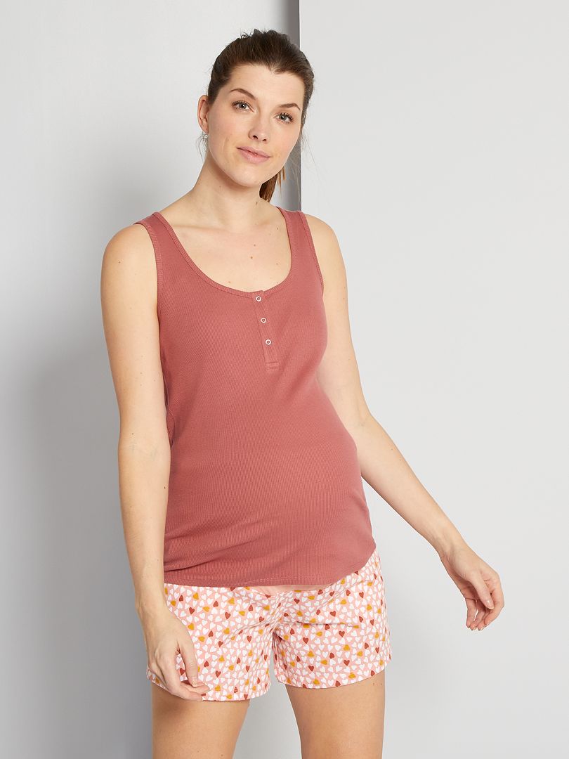 Korte zwangerschapspyjama roze - Kiabi