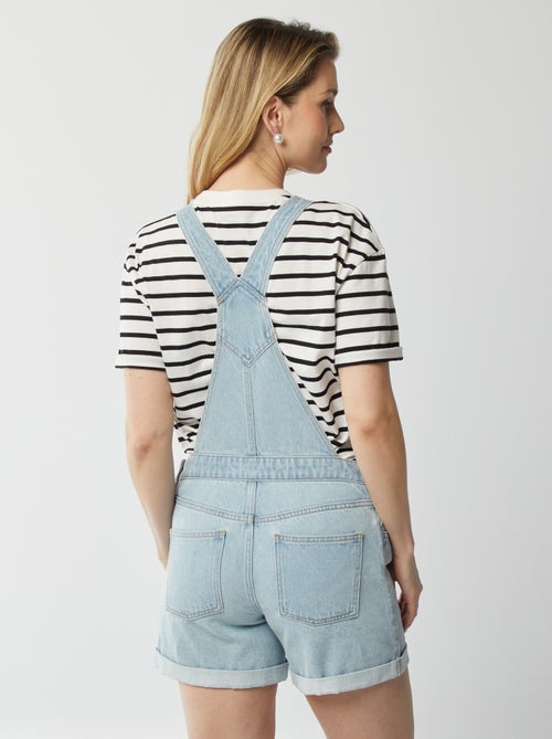 Korte zwangerschapstuinbroek van spijkerstof - Kiabi