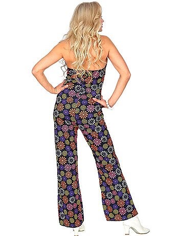 Kostuum uit de jaren 70 met bloemen op een jumpsuit