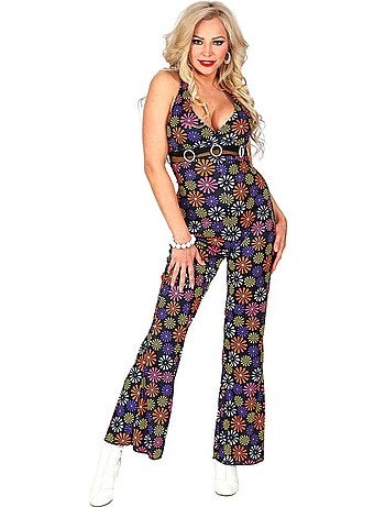 Kostuum uit de jaren 70 met bloemen op een jumpsuit