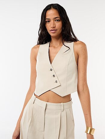 Kostuumgilet met asymmetrische knoopsluiting