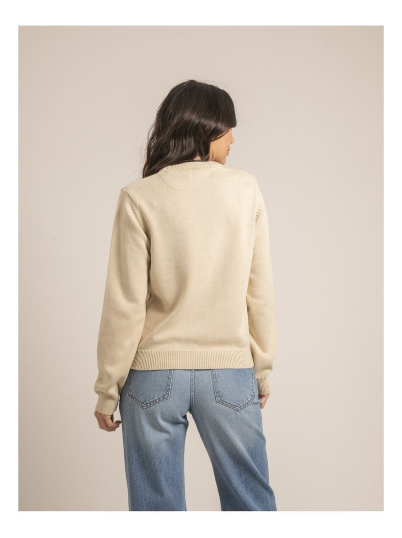 Kouri trui met ronde hals van puur katoen Beige - Kiabi