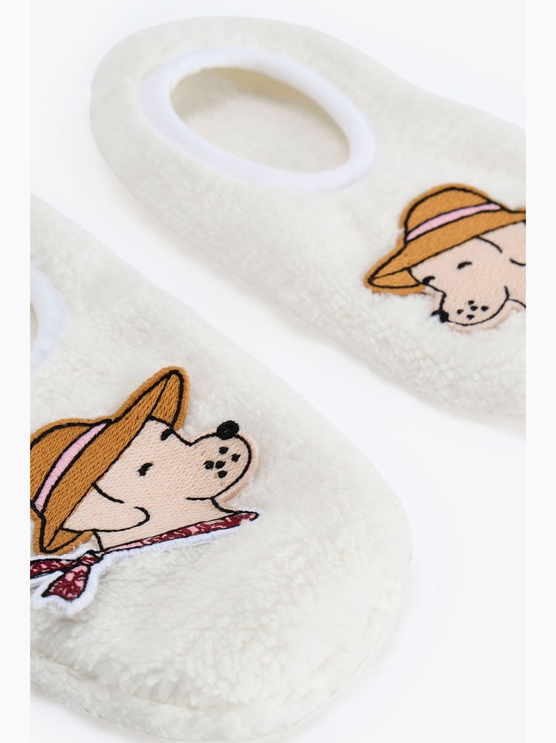 Kırık countryside huissokken met hondenprint penti Wit - Kiabi