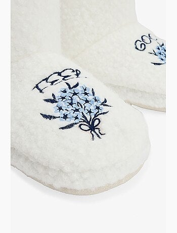 Kırık feel good chaussons d'intérieur brodés slogan penti
