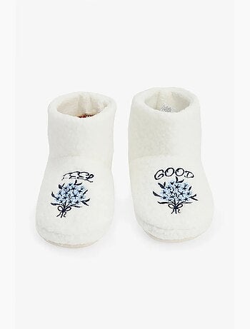 Kırık feel good chaussons d'intérieur brodés slogan penti